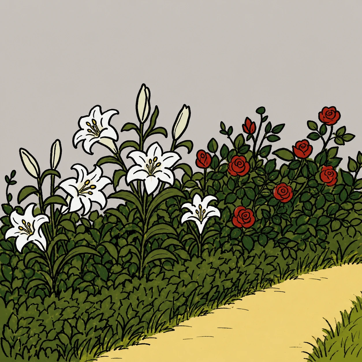 펜타클 에이스 카드의 꽃넝쿨 아치 상징 이미지